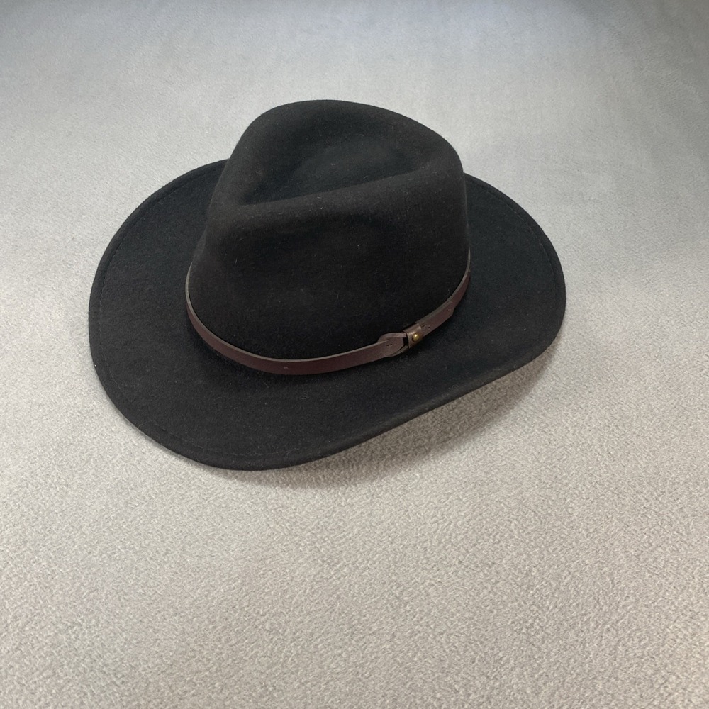 Dorfman Pacific Mens Large Hat Black Fedora 100% Wool Felt Leather Band USA